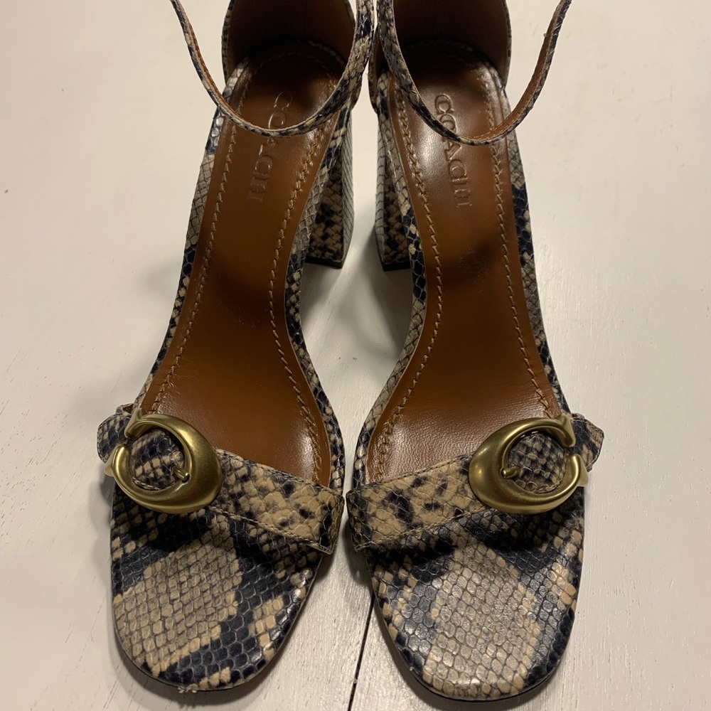 Coach Maya Snakeskin block heels